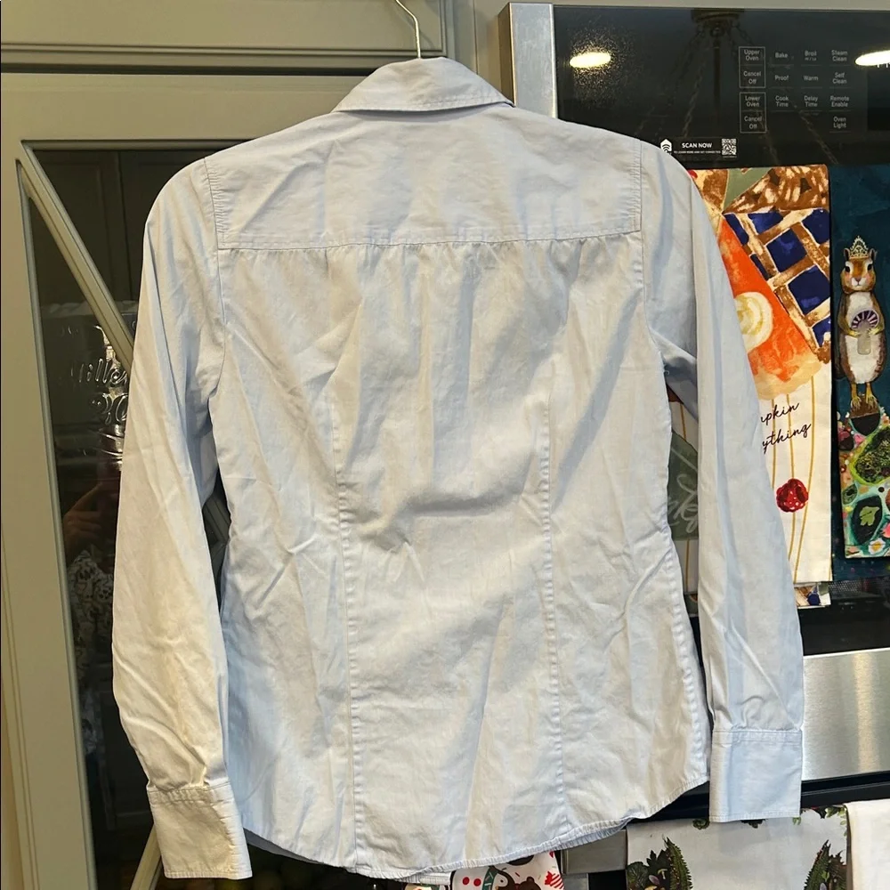 Vintage J. Crew Light Blue Stretch Perfect Fit Cotton Blouse XS